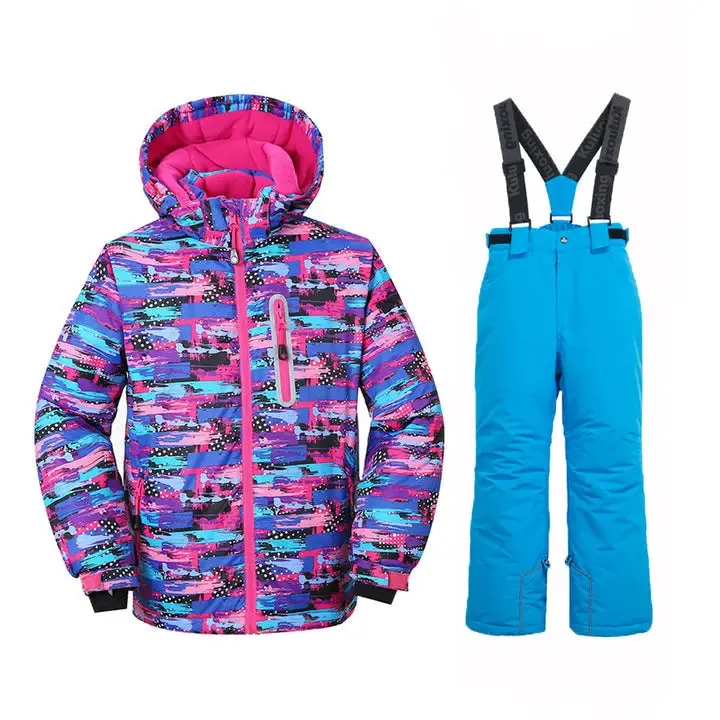 HOTIAN Girls Ski Jacket & Pants Set Kids Snowsuits