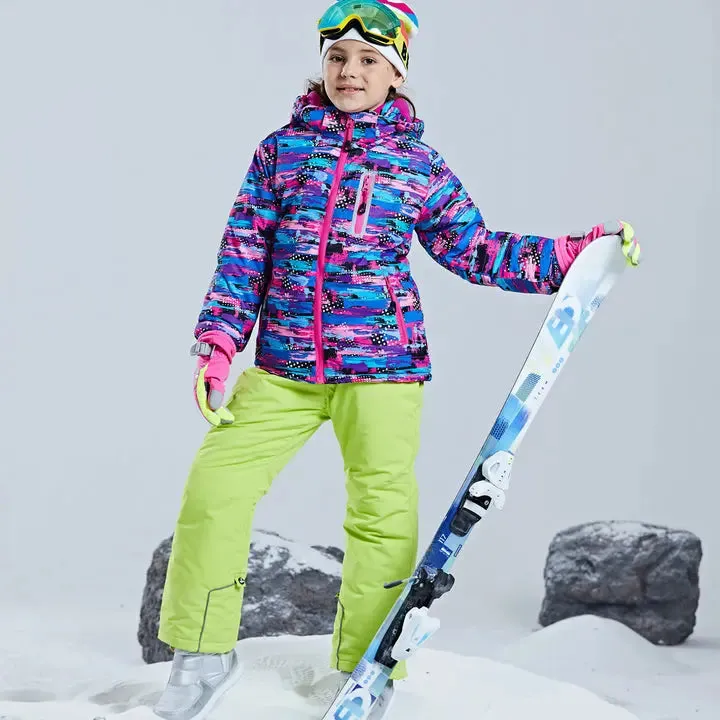 HOTIAN Girls Ski Jacket & Pants Set Kids Snowsuits