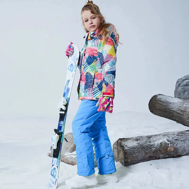 HOTIAN Girls Ski Jacket & Pants Set Kids Snowsuits