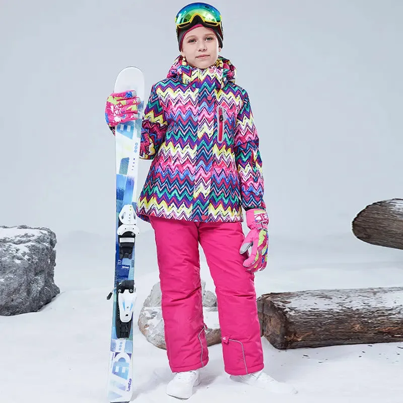 HOTIAN Girls Ski Jacket & Pants Set Kids Snowsuits