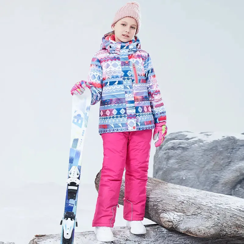 HOTIAN Girls Ski Jacket & Pants Set Kids Snowsuits