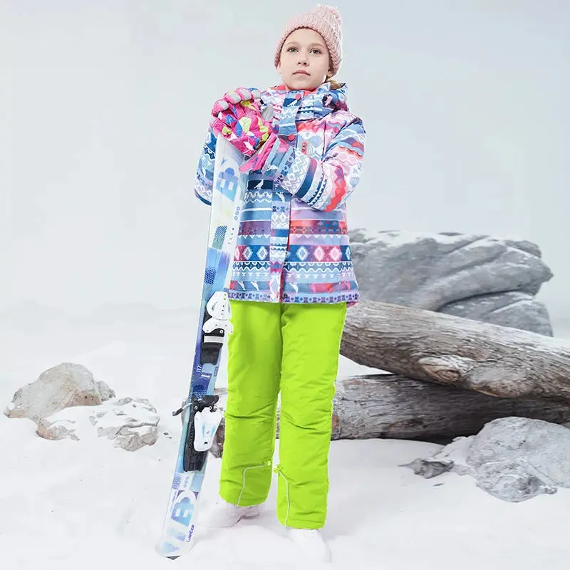 HOTIAN Girls Ski Jacket & Pants Set Kids Snowsuits