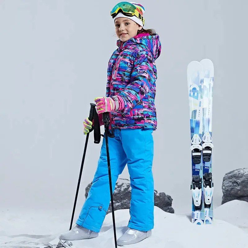 HOTIAN Girls Ski Jacket & Pants Set Kids Snowsuits