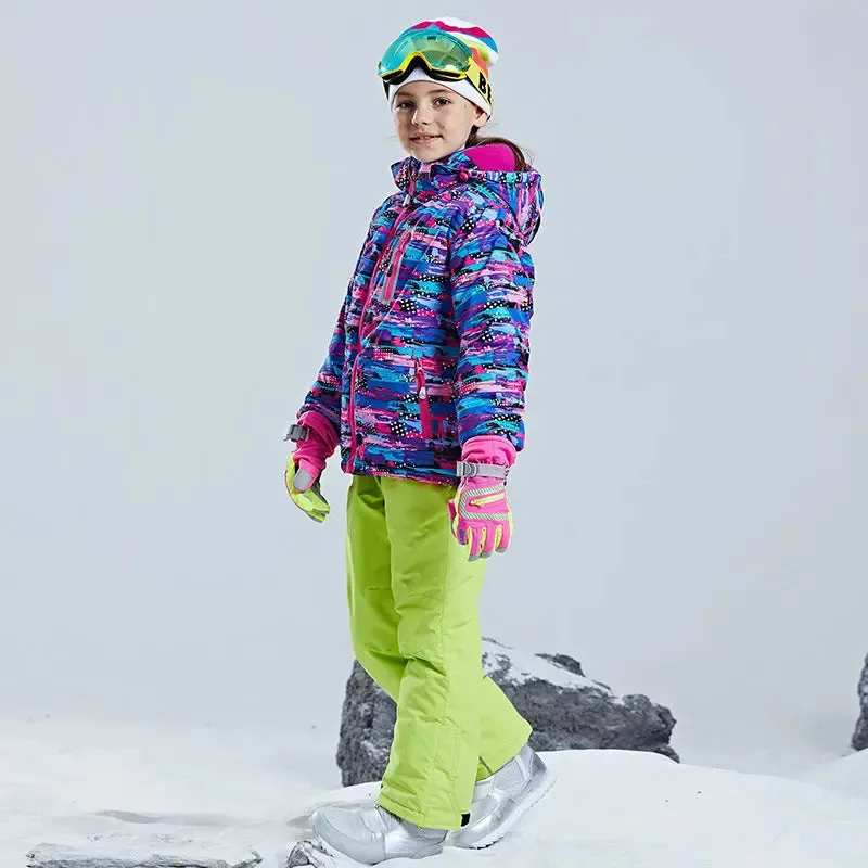 HOTIAN Girls Ski Jacket & Pants Set Kids Snowsuits