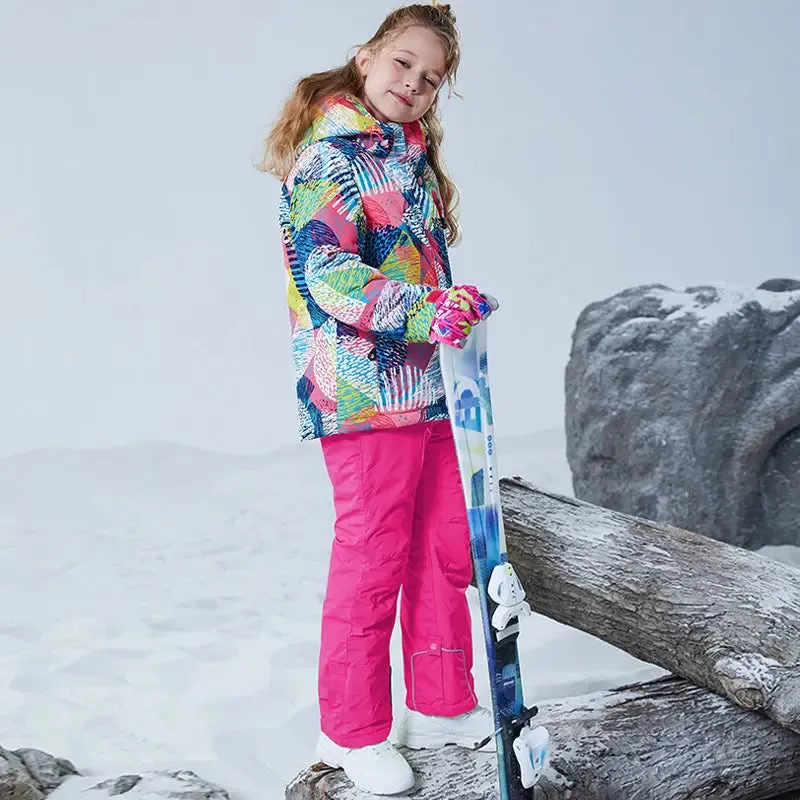 HOTIAN Girls Ski Jacket & Pants Set Kids Snowsuits