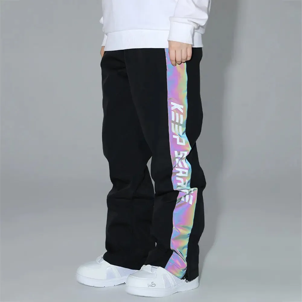 Hotian Unisex Reflective Stripe Snow Snowboard Cargo Jogger Pants