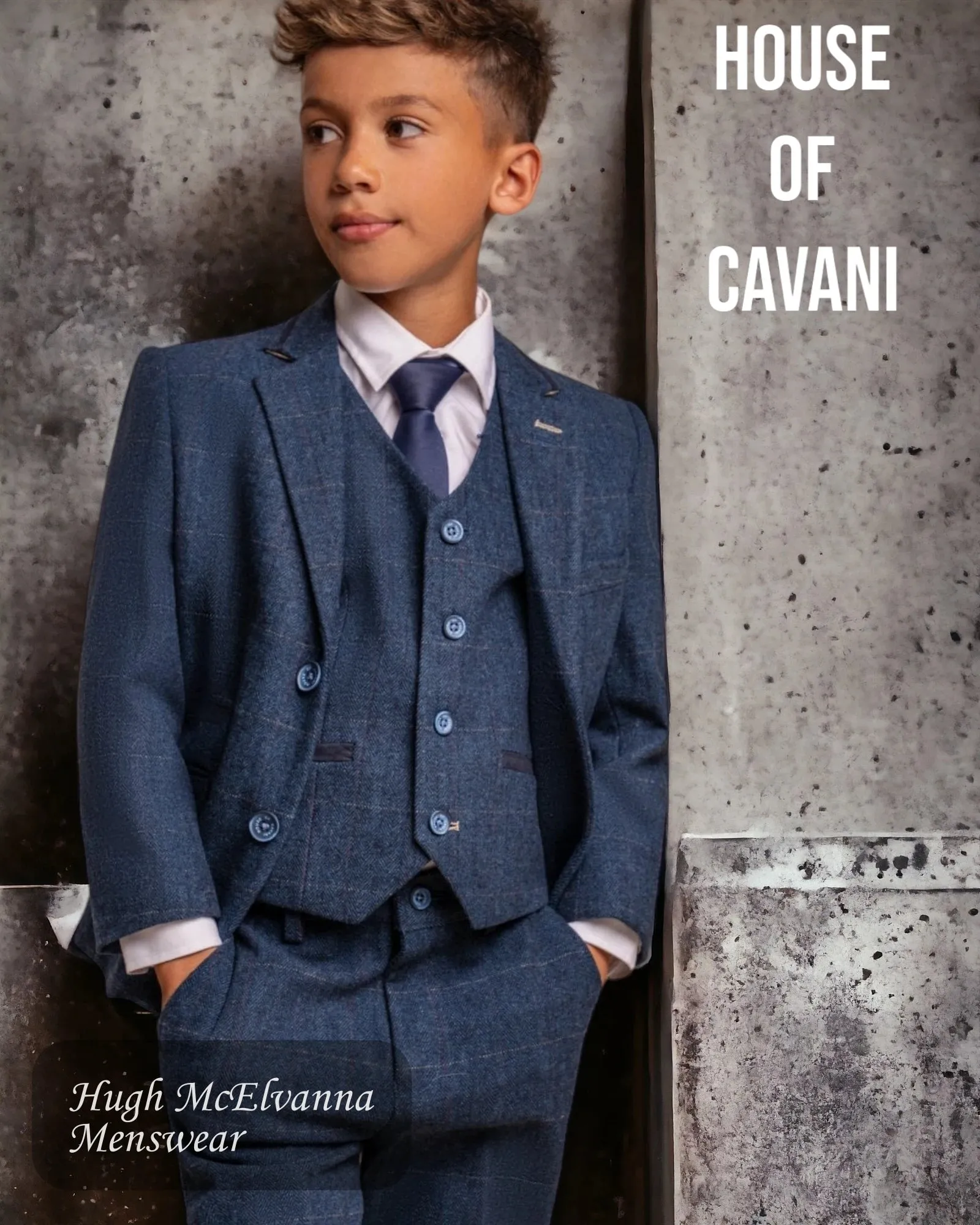 House of Cavani Boys 'CARNEGI' Fashion 3Pc Tweed Suit