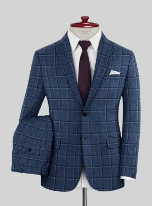 Italian Murano Odi Blue Wool Linen Silk Suit