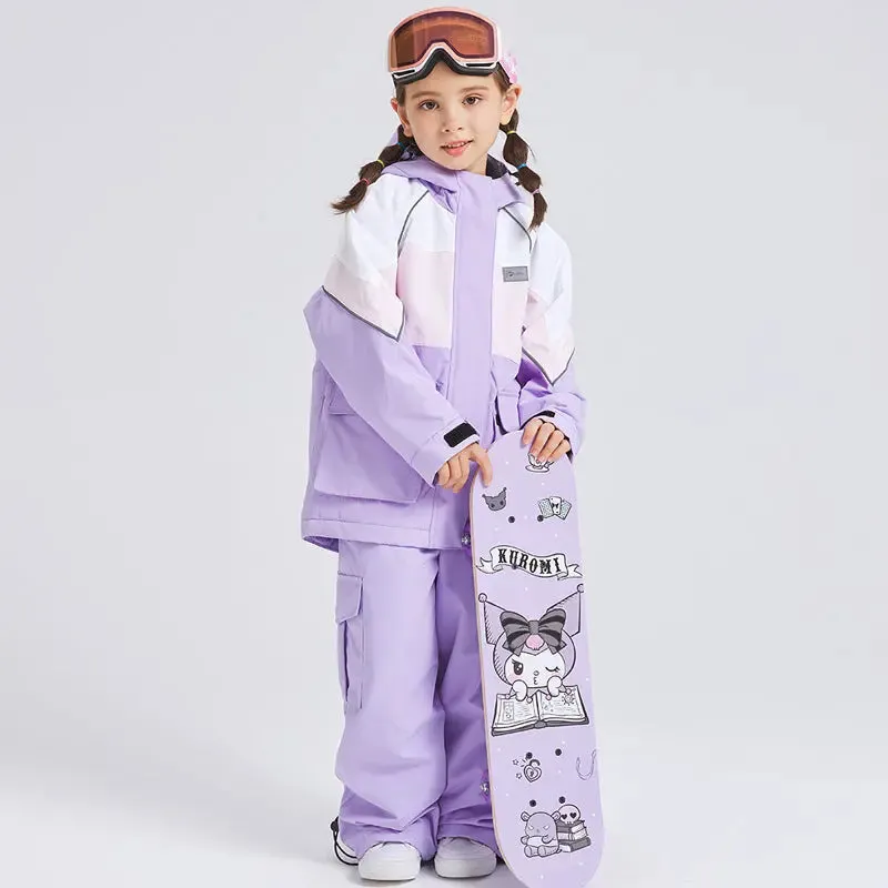 Kids 2 Pieces Snow Jacket & Bibs Outdoor Winter Ski Overalls