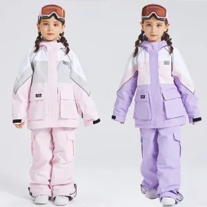 Kids 2 Pieces Snow Jacket & Bibs Outdoor Winter Ski Overalls