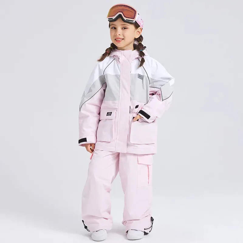 Kids 2 Pieces Snow Jacket & Bibs Outdoor Winter Ski Overalls