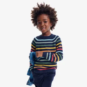 Kids crewneck sweater in rainbow stripe