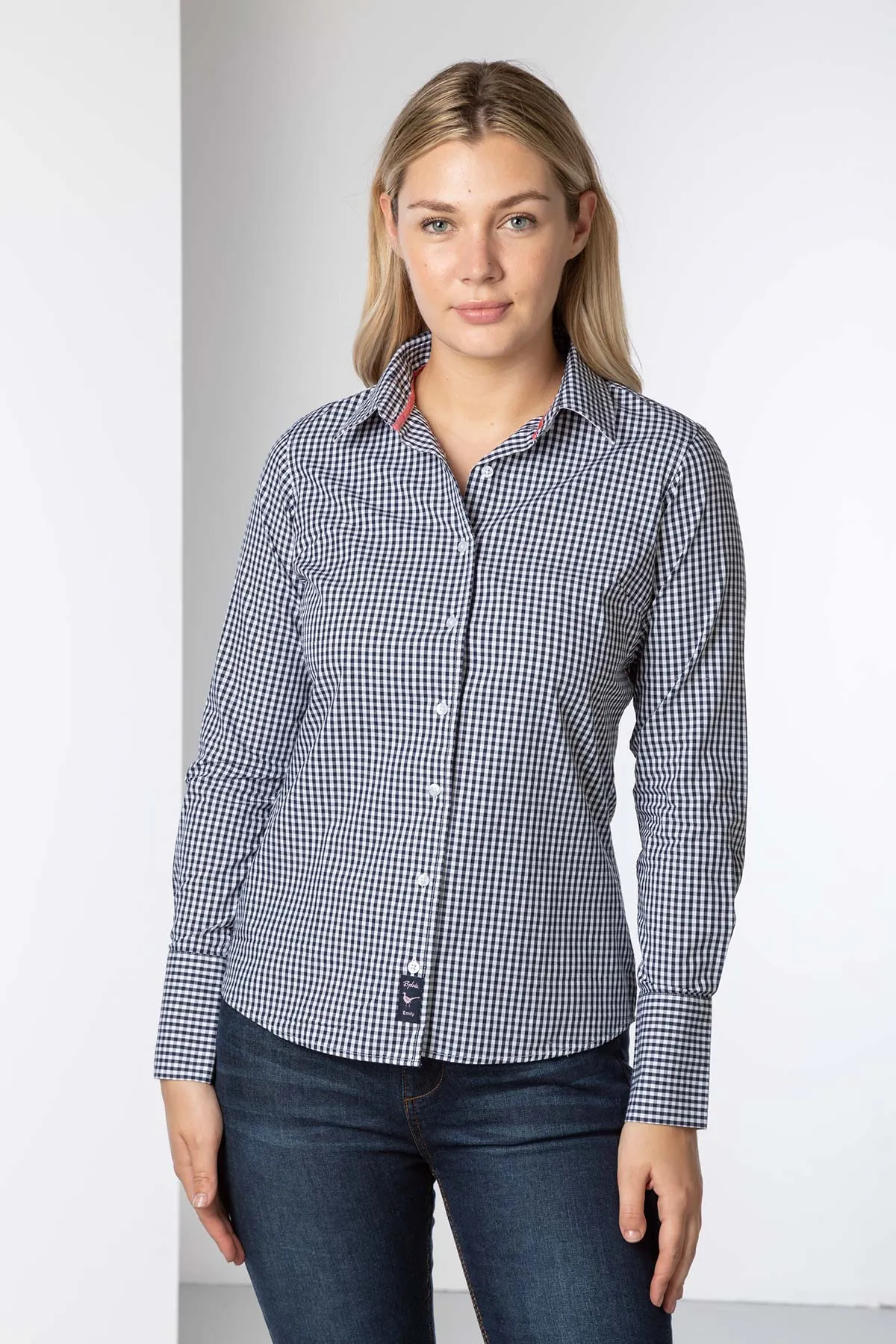 Ladies Navy Gingham Shirt - Emily