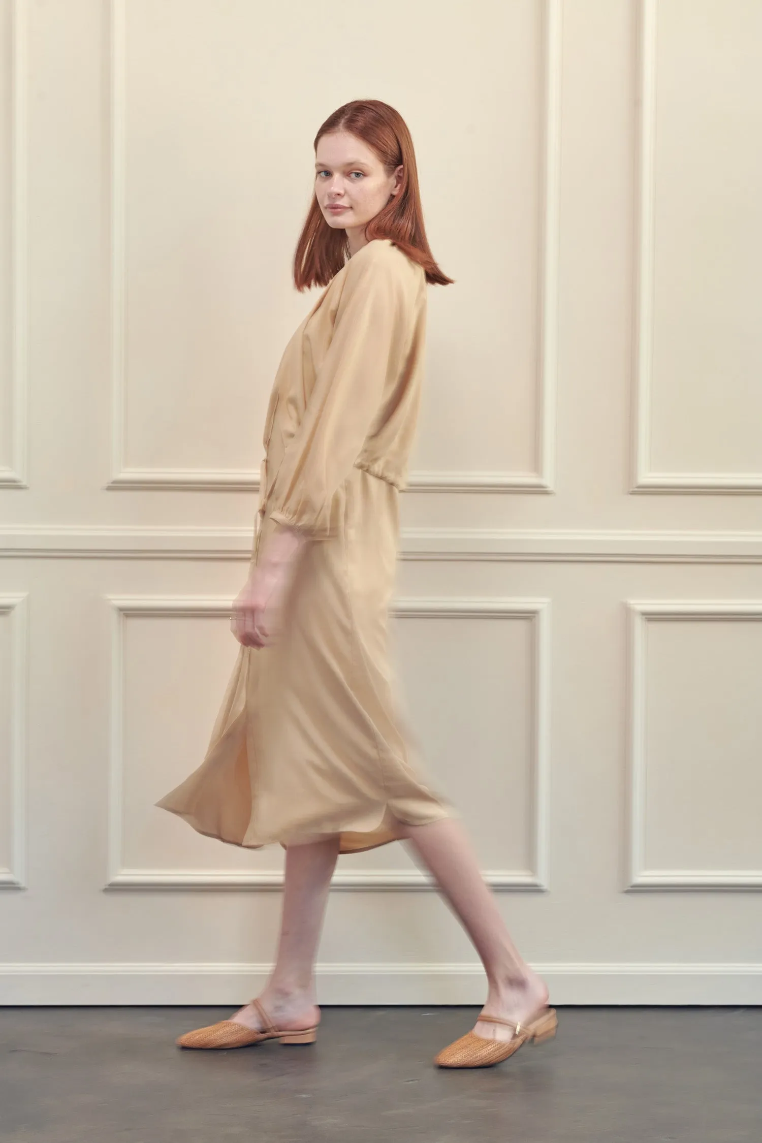 Layered long tencel shirts dress