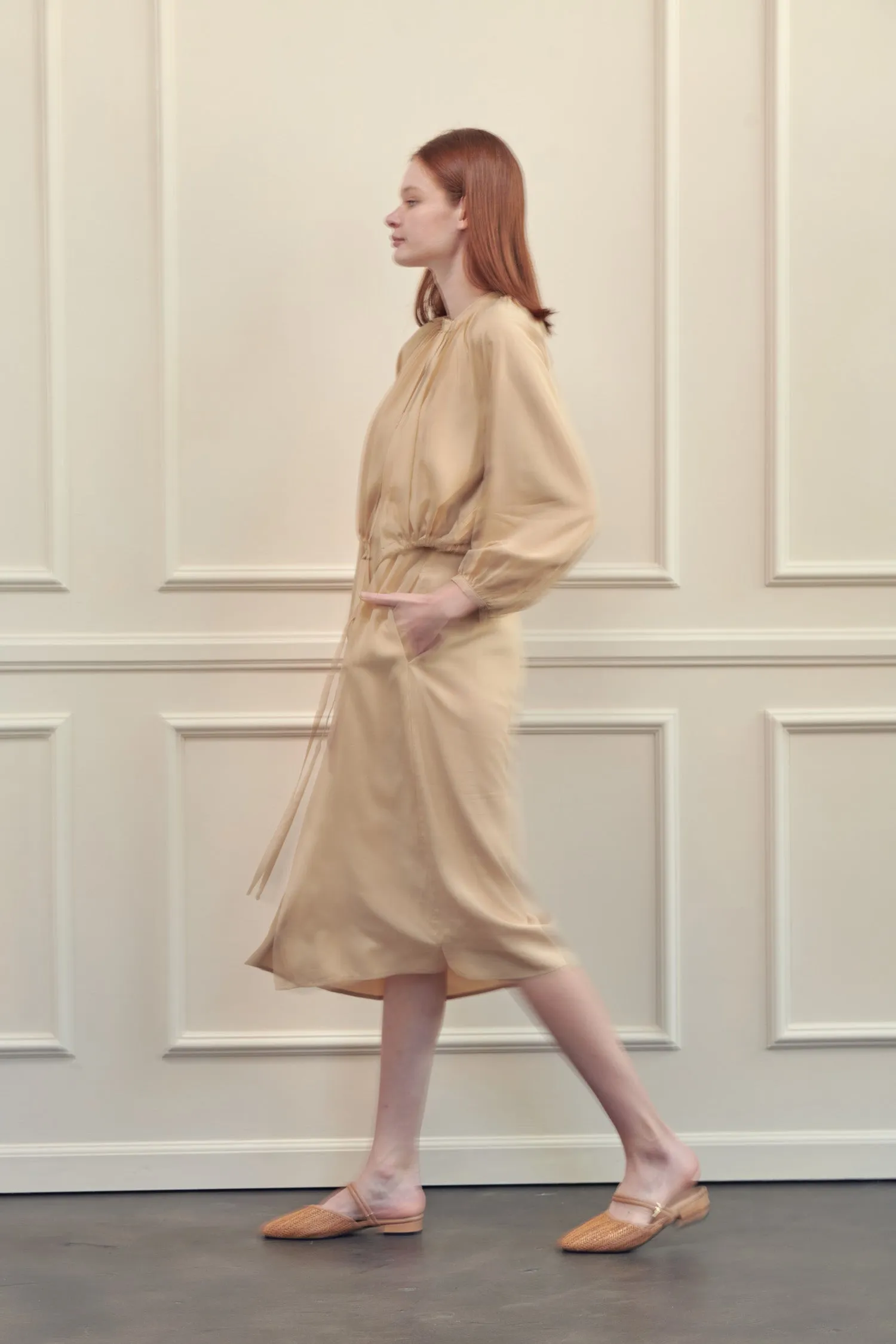 Layered long tencel shirts dress