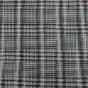 Light Gray-Black-Green Glen Plaid Wool-Poly Twill Woven Suiting Fabric