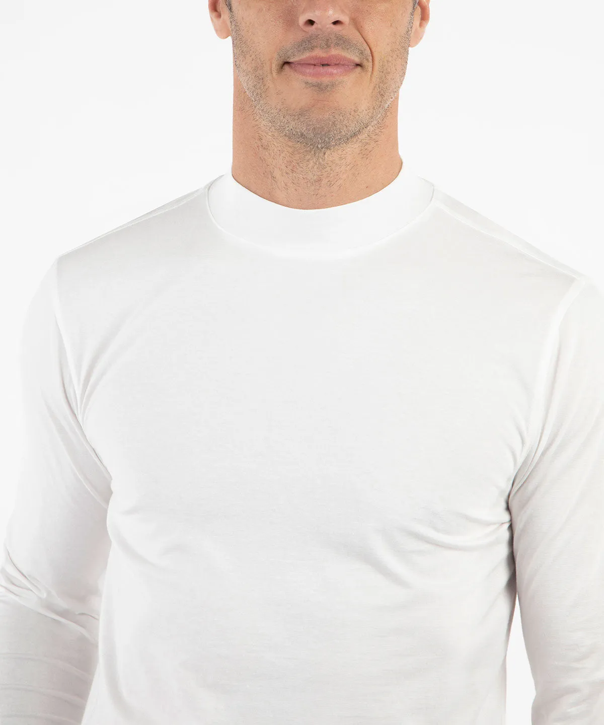 Liquid Stretch Cotton Long-Sleeve Mock Neck Shirt