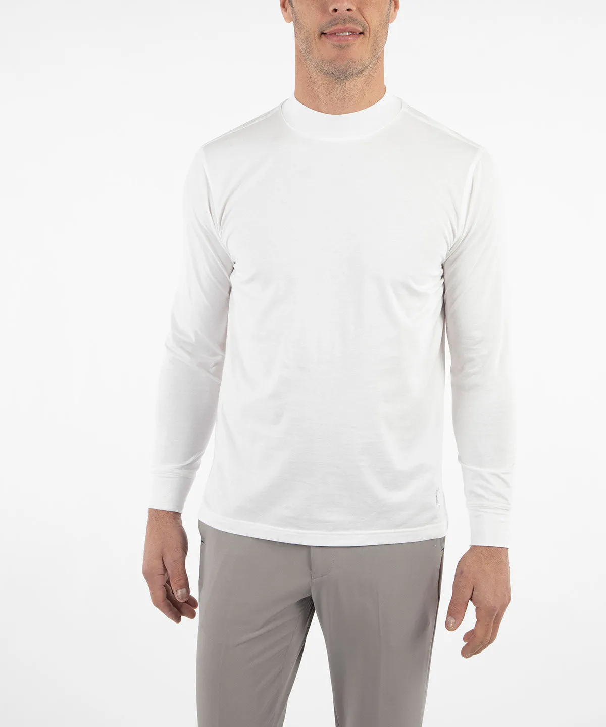 Liquid Stretch Cotton Long-Sleeve Mock Neck Shirt