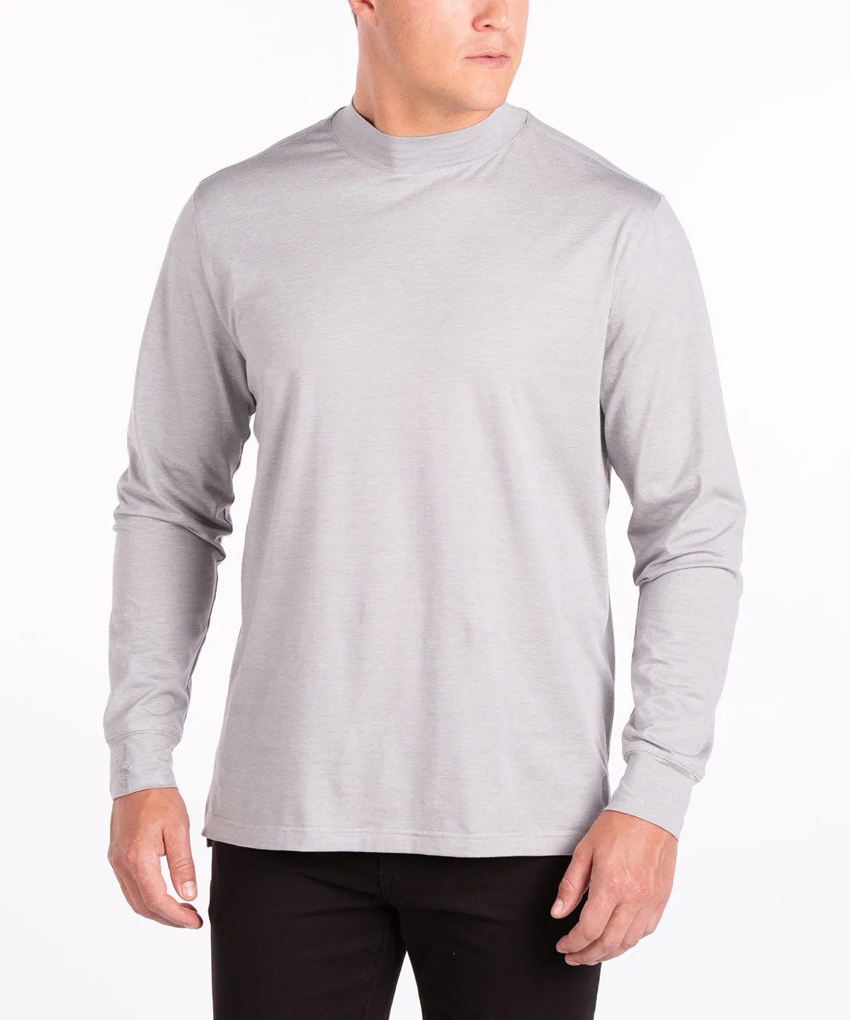 Liquid Stretch Cotton Long-Sleeve Mock Neck Shirt