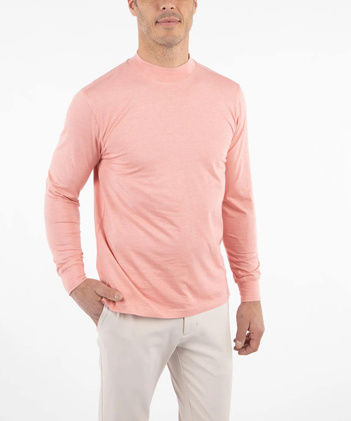 Liquid Stretch Cotton Long-Sleeve Mock Neck Shirt