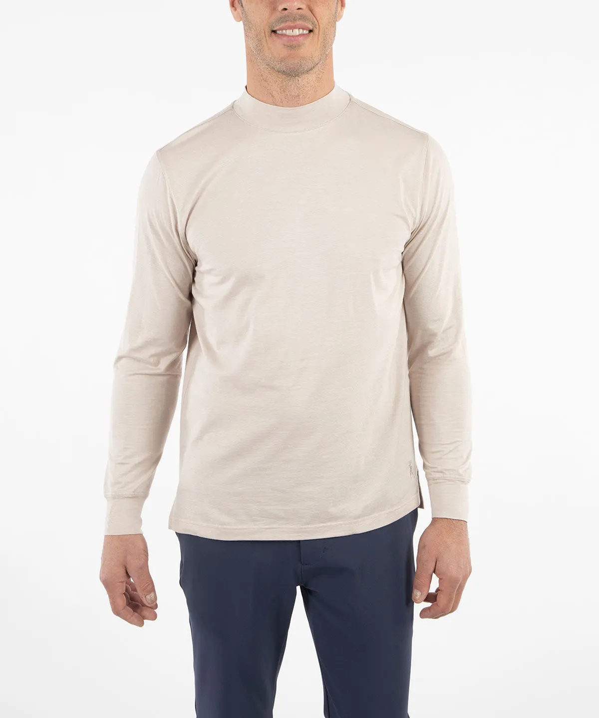 Liquid Stretch Cotton Long-Sleeve Mock Neck Shirt