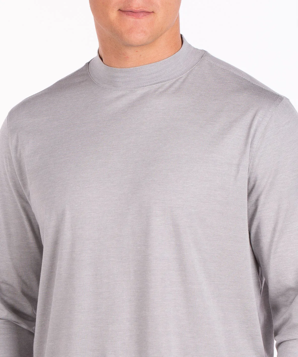 Liquid Stretch Cotton Long-Sleeve Mock Neck Shirt