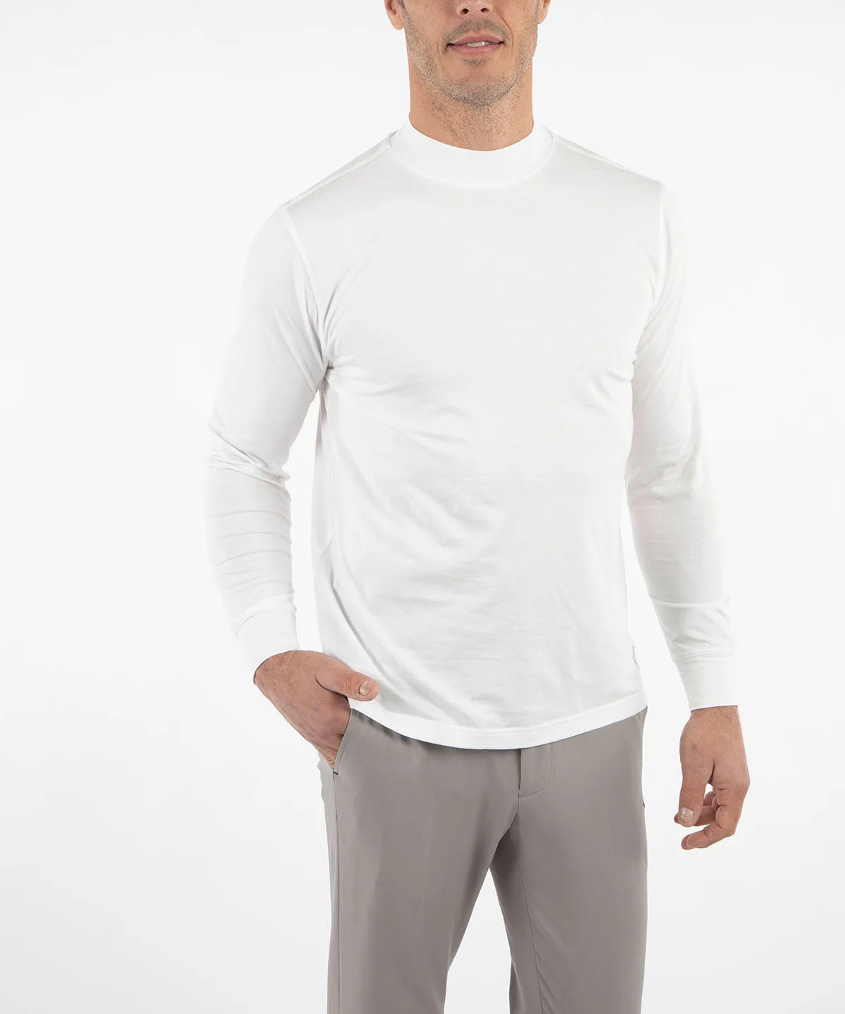 Liquid Stretch Cotton Long-Sleeve Mock Neck Shirt