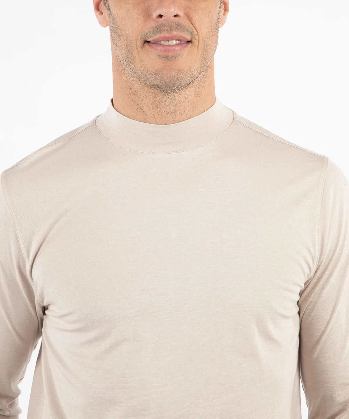 Liquid Stretch Cotton Long-Sleeve Mock Neck Shirt