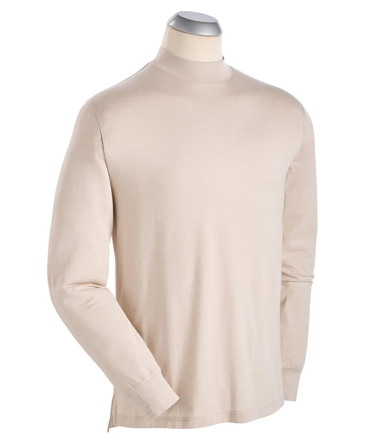 Liquid Stretch Cotton Long-Sleeve Mock Neck Shirt