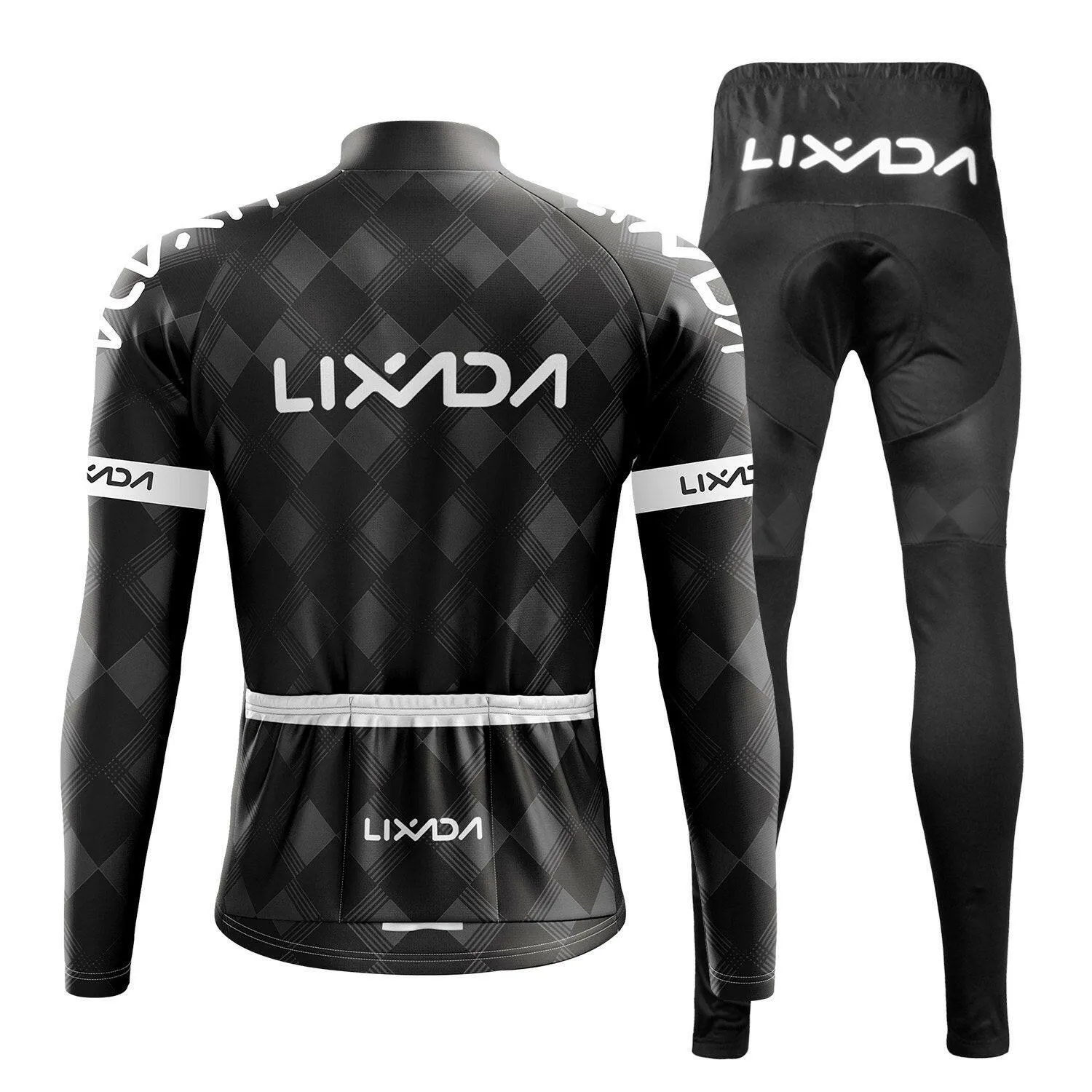 Lixada Cycling Clothing Set Windproof Long Sleeve Bicycle Jersey Jacket 3D Padded Pants Outdoor Cycling Running Sports Jacket Activewear Sportswear