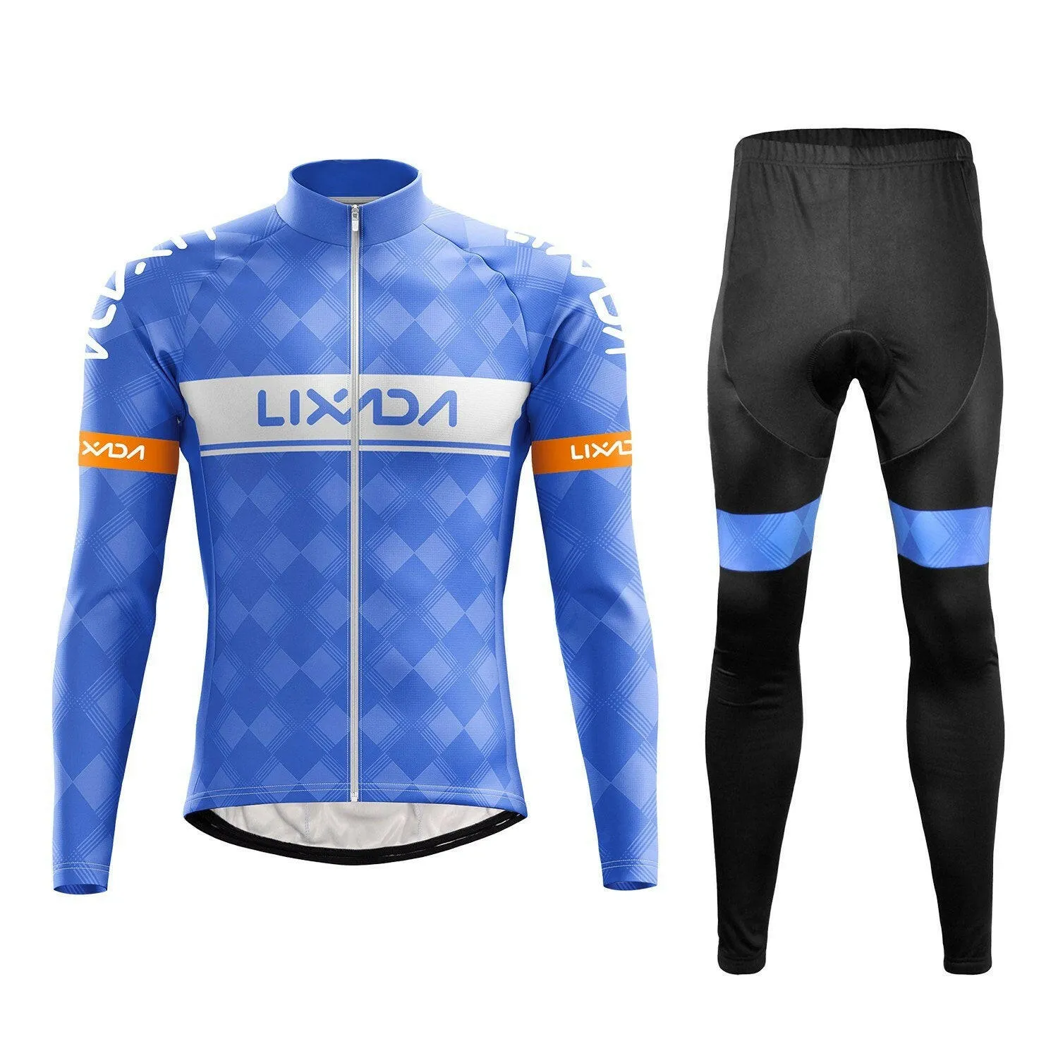 Lixada Cycling Clothing Set Windproof Long Sleeve Bicycle Jersey Jacket 3D Padded Pants Outdoor Cycling Running Sports Jacket Activewear Sportswear