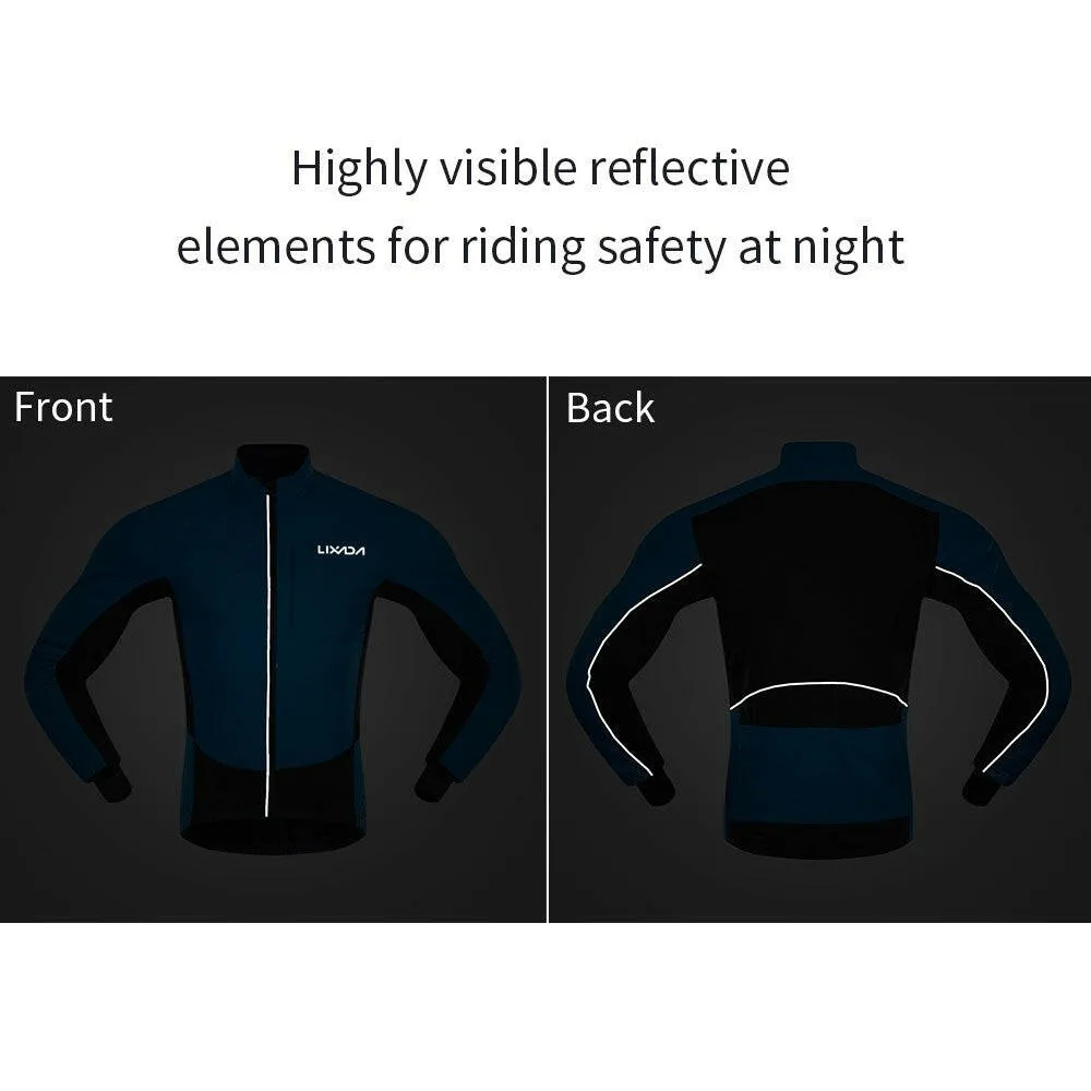 Lixada Men Winter Cycling Clothing Set Waterproof Windproof Thermal Fleece Bike Riding Jacket and Pants Sportswear