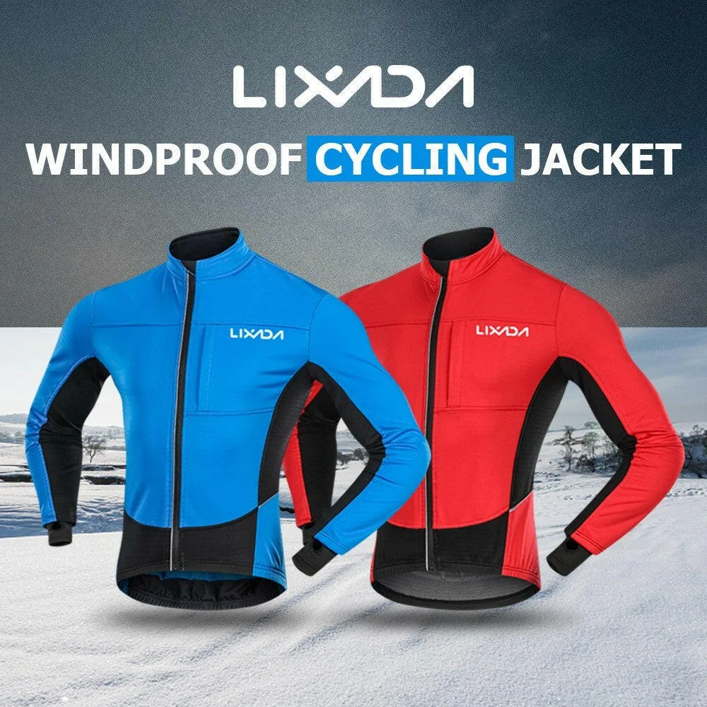 Lixada Men Winter Cycling Clothing Set Waterproof Windproof Thermal Fleece Bike Riding Jacket and Pants Sportswear