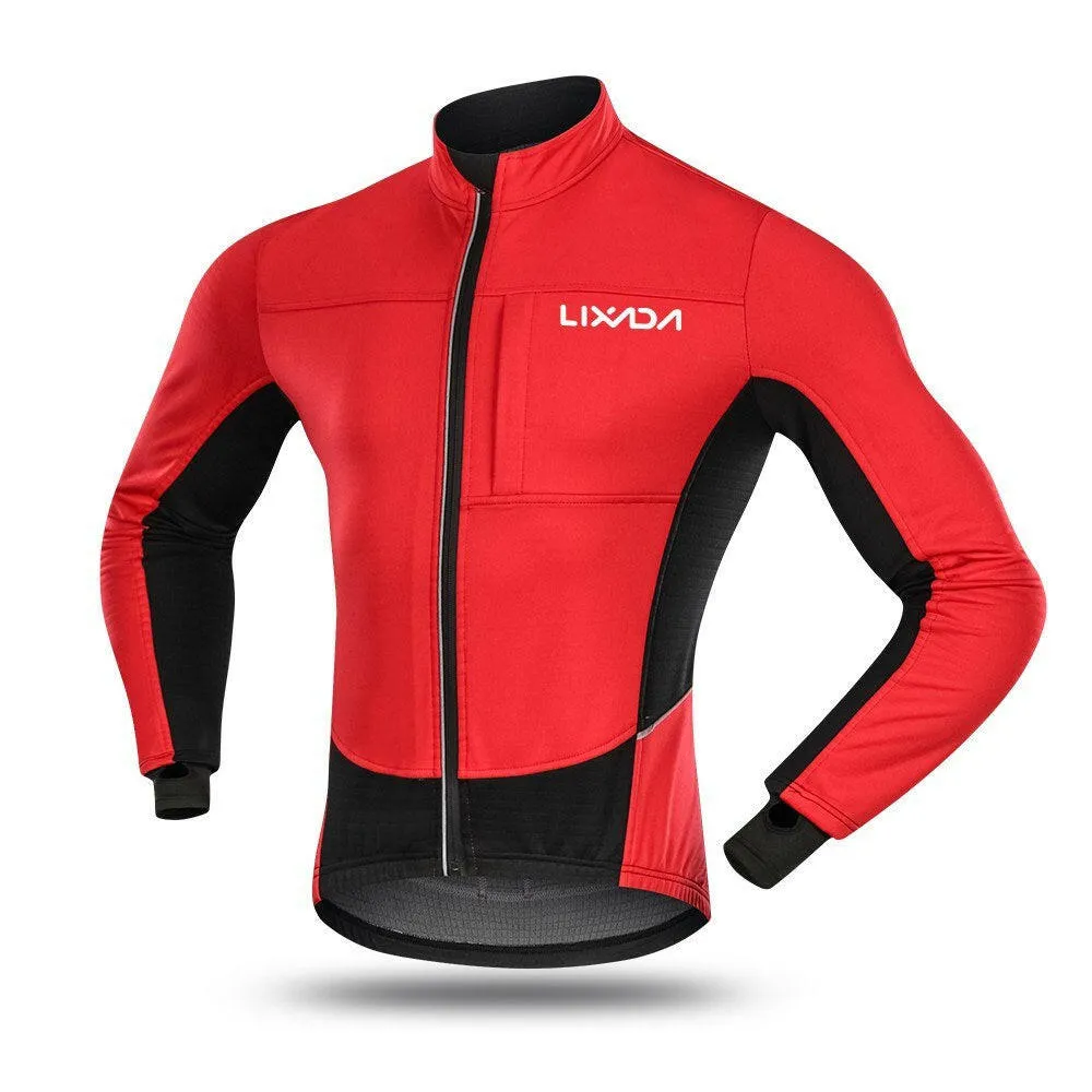 Lixada Men Winter Cycling Clothing Set Waterproof Windproof Thermal Fleece Bike Riding Jacket and Pants Sportswear