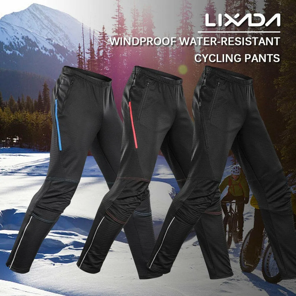 Lixada Men Winter Cycling Clothing Set Waterproof Windproof Thermal Fleece Bike Riding Jacket and Pants Sportswear