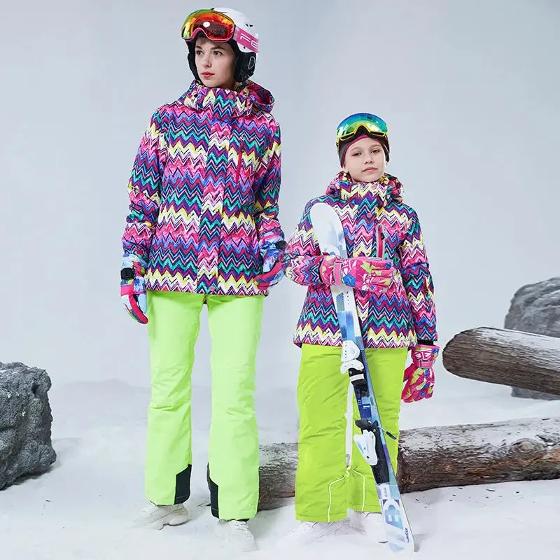 Matching Family Ski Jacket & Pants Set Kids Snow Suits