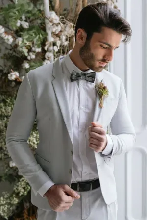 Men 2 Piece Suit Light Grey Elegant Bespoke Slim Fit Suit Groom Wedding Suit Formal Wear Mens