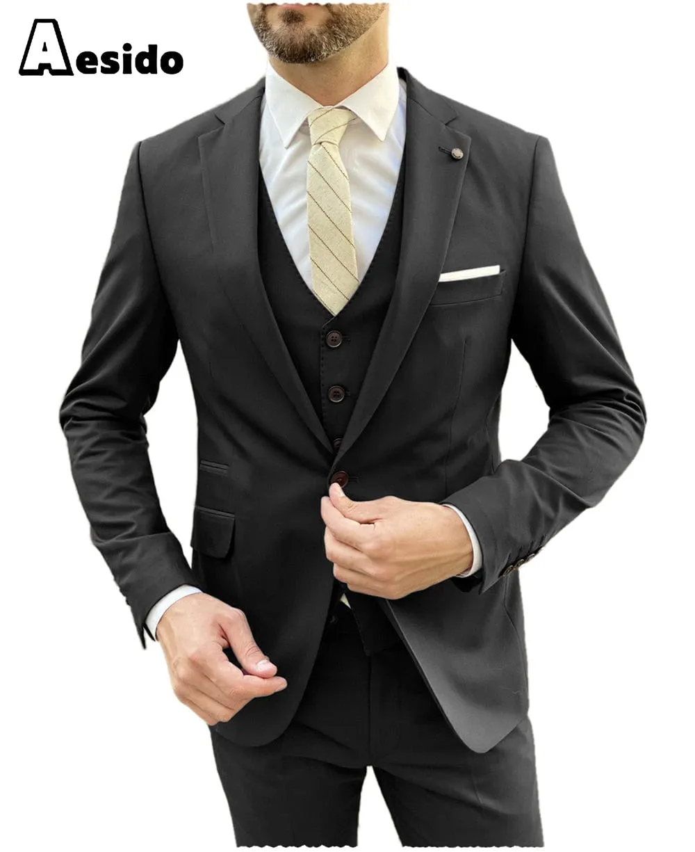 Men's Suit 3 Pieces Single Buttons Notch Lapel Jacket（Blazer Vest Pants）