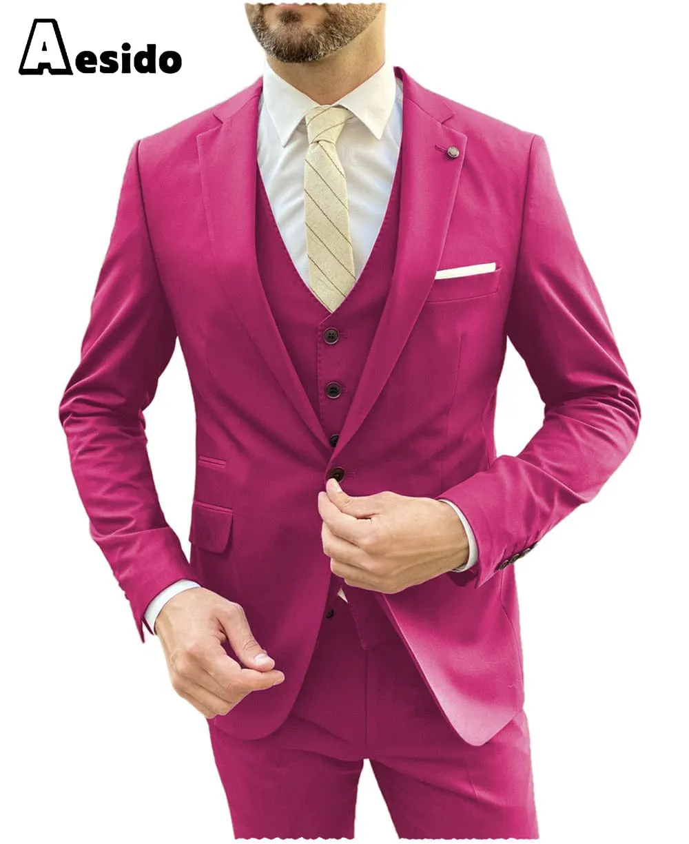 Men's Suit 3 Pieces Single Buttons Notch Lapel Jacket（Blazer Vest Pants）