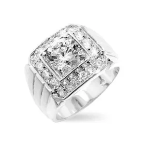 Men's Two-tone Finish Cubic Zirconia Ring