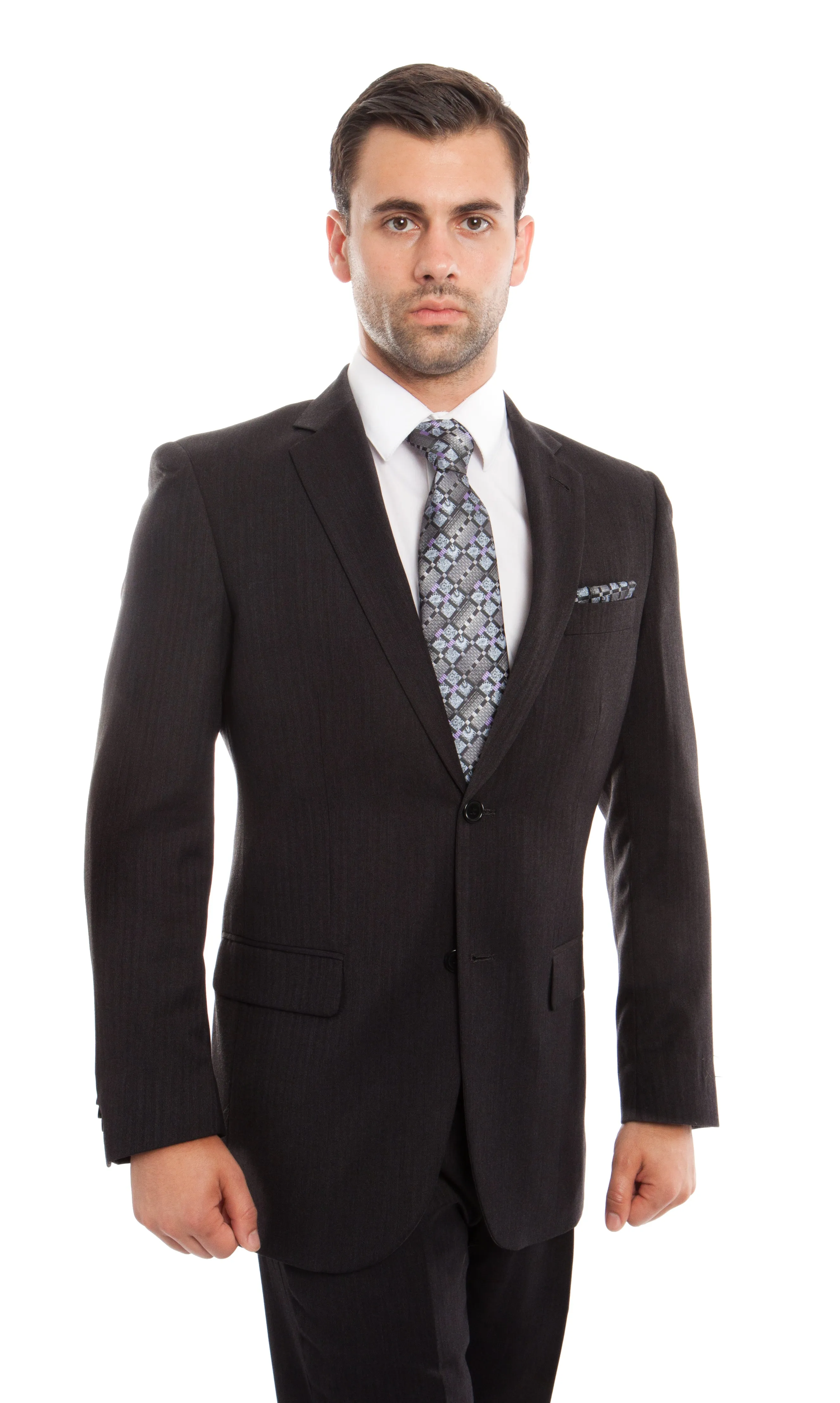 Navy Solid 2-PC Regular Modern Fit Suits For Men