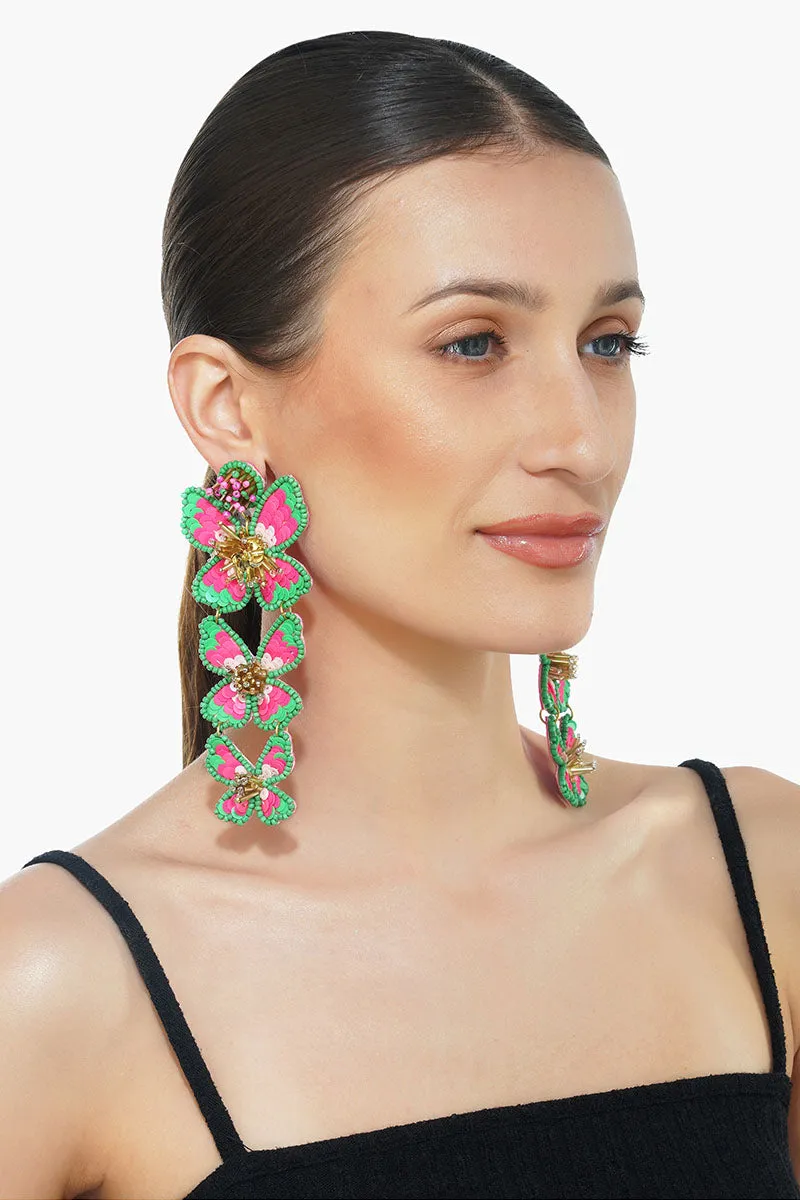 Pretty Pink Floral Earrings