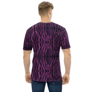 Purple Tiger Striped Men's T-shirt, Animal Print Luxury Regular Fit Men Tee-Made in USA/EU/MX