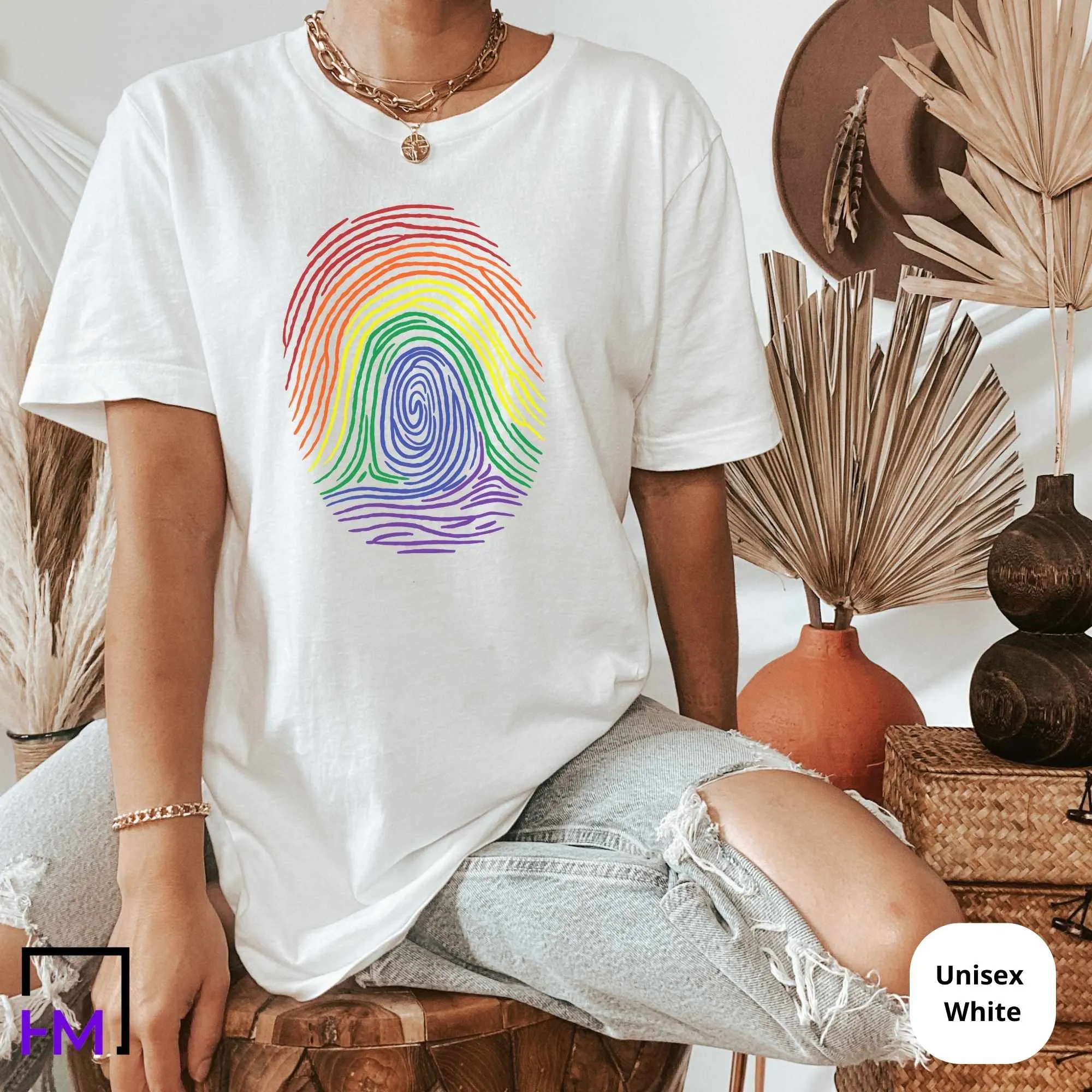 Rainbow Fingerprint Pride Shirt, Gay Pride Shirt, LGBTQ Ally Shirt