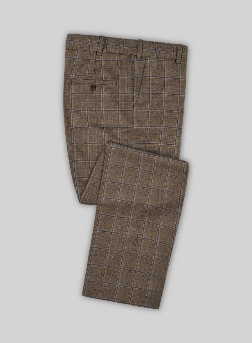 Reda Otter Brown Checks Wool Suit