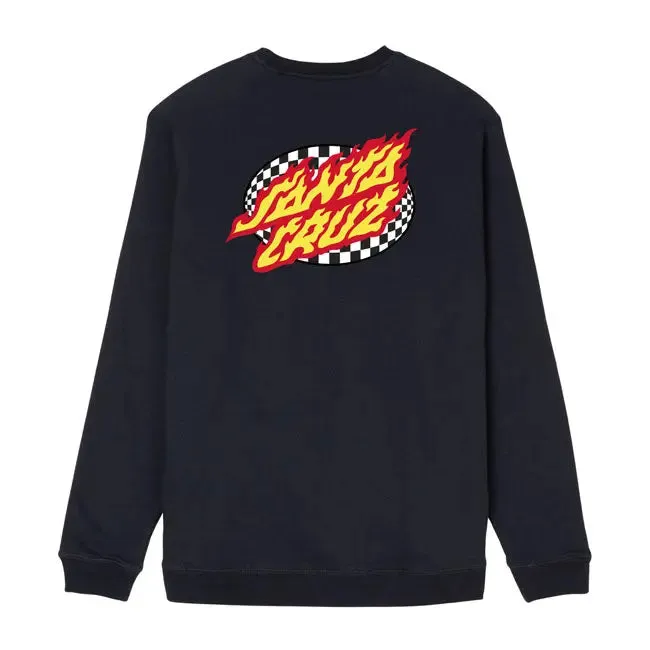 Santa Cruz Oval Check Flame Sweatshirt Black