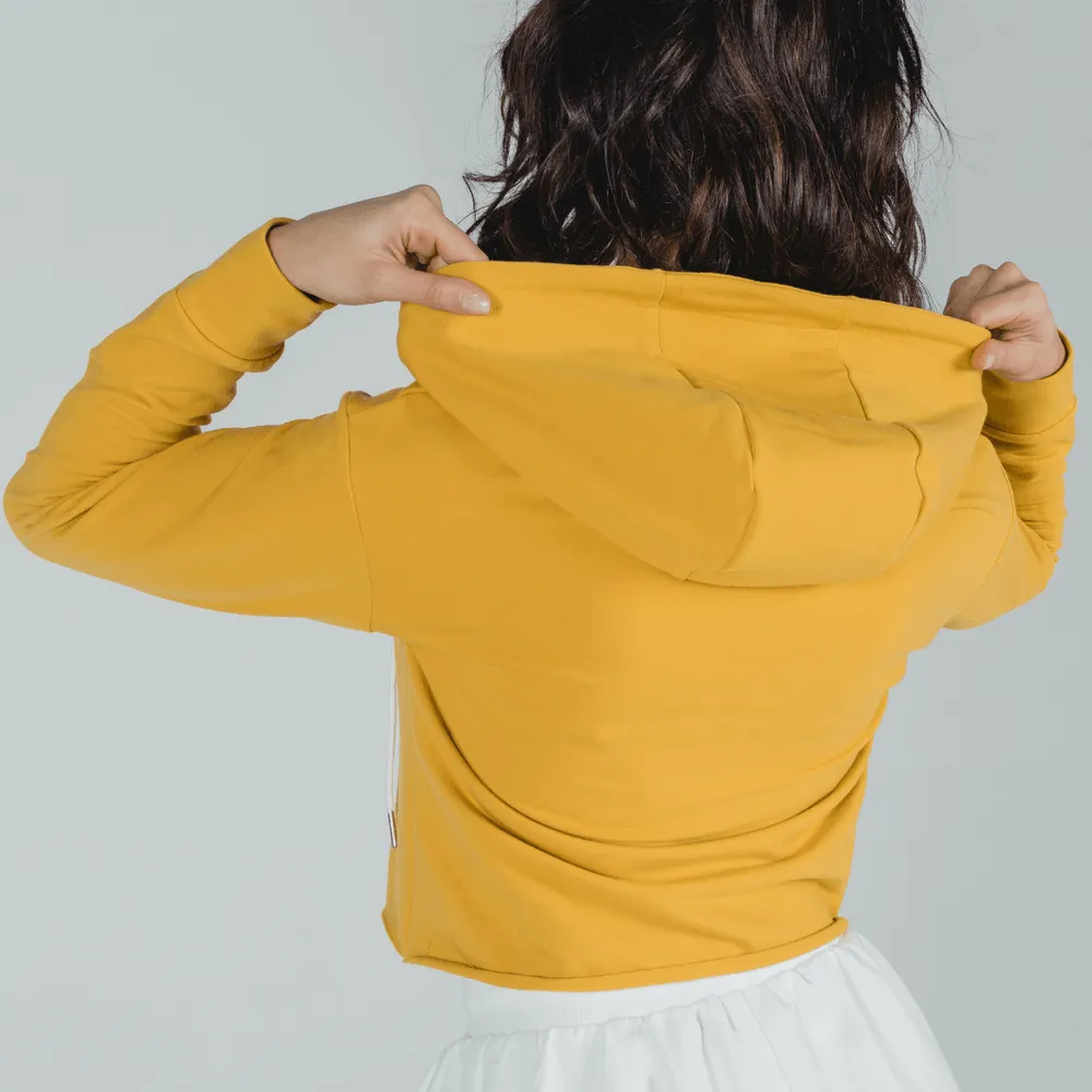 She-Wolf Crop Hoodie - Mustard