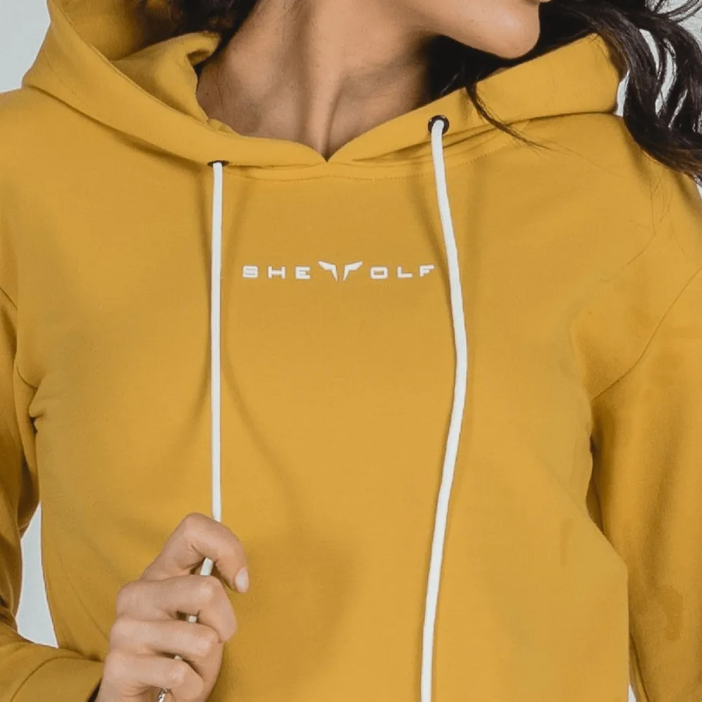 She-Wolf Crop Hoodie - Mustard