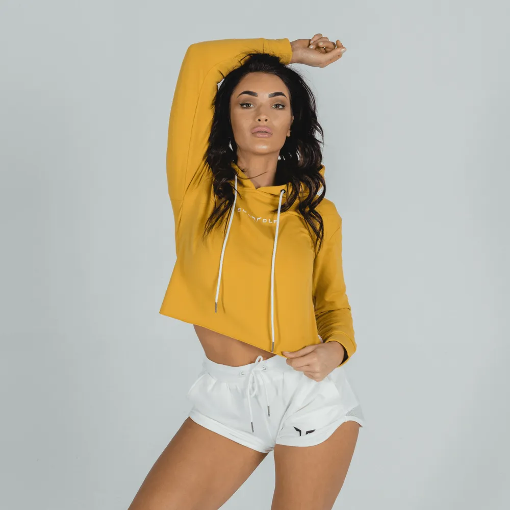 She-Wolf Crop Hoodie - Mustard