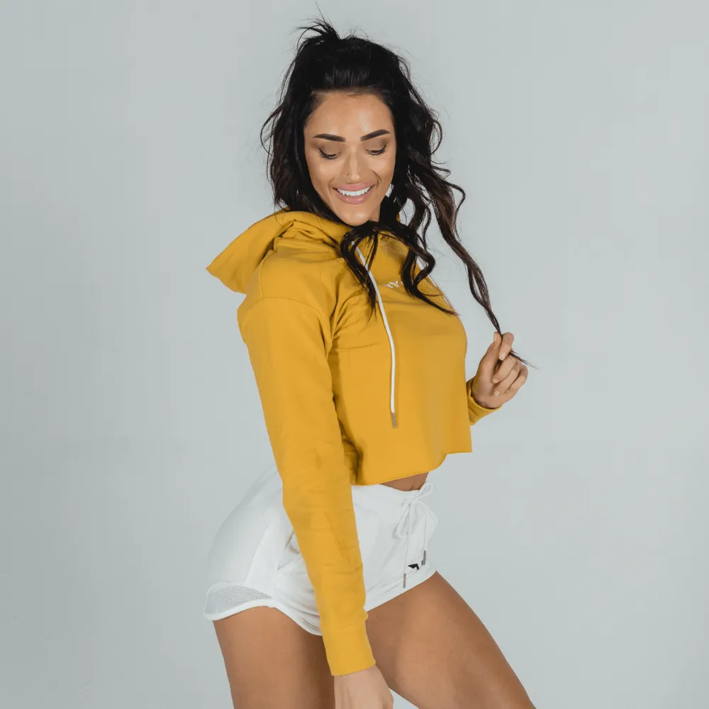 She-Wolf Crop Hoodie - Mustard